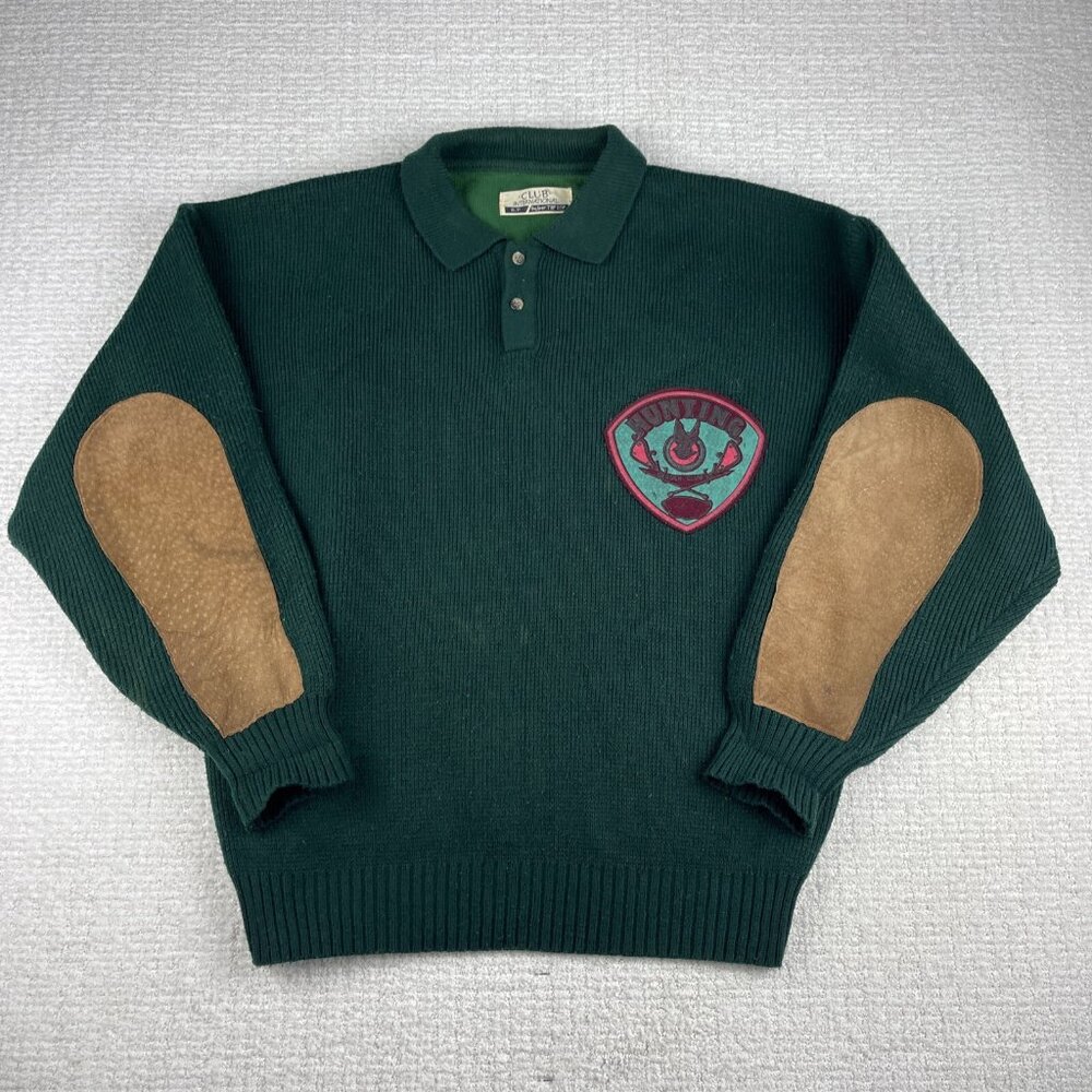 Vintage Club International Mens Size S Sweater Duck Hunting Club Grandpa *Read*